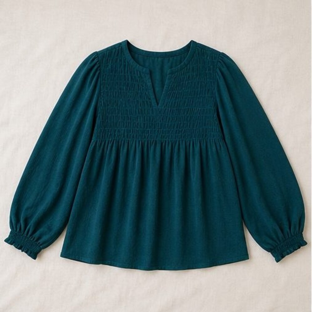 Teal V Neck Top
